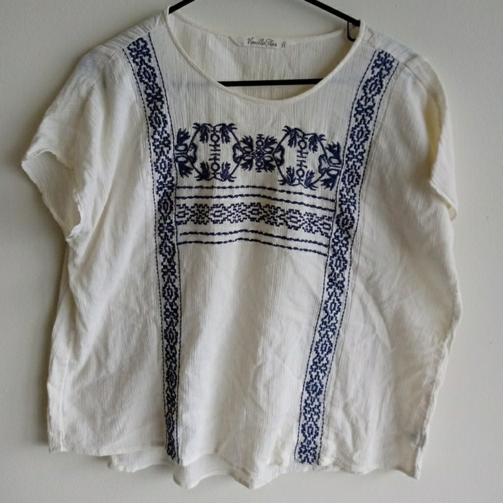 Woman's XL Short Sleeve 100% Cotton Sheer Top